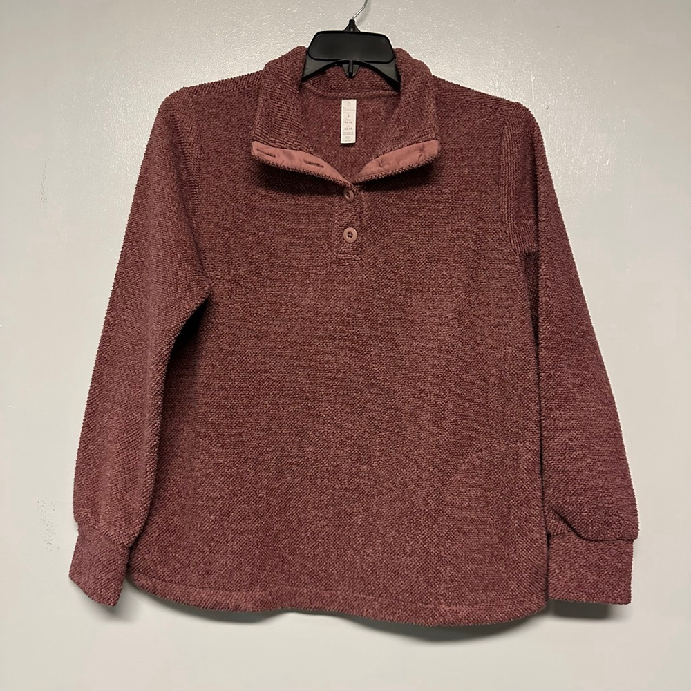 Balance Collection Maroon 3/4 button Sweater womens Large heavy knit pockets - Picture 5 of 12